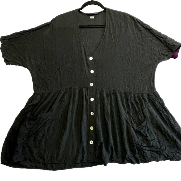 Zara Dresses & Skirts - ZARA Dress Womens Medium Black Short Sleeve Premium Denim Boho Oversized